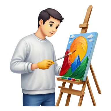 artist painting on canvas sticker