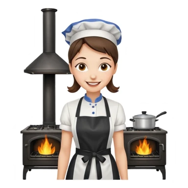 woman near the stove sticker