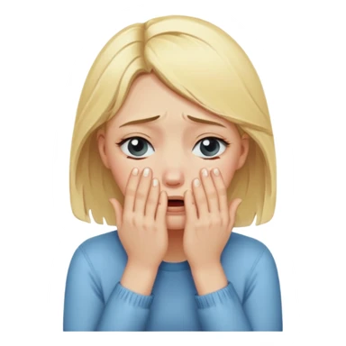 Blonde girl crying with hands covering face sticker