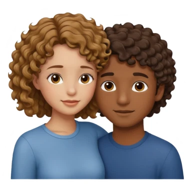 Ragazza con capelli mossi che abbraccia ragazzo con pelle marrone con capelli corti e ricci sticker