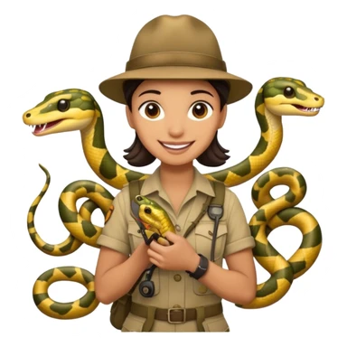 Depict different emotions of a photographer with snakes and other exotic animals sticker