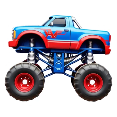 Avenger - Monster Jam (Model Year: 2021) (Iconic colour: Blue and red) - A dynamic monster truck with a split-color scheme: predominantly blue accented by bold red elements. Focus on strong, angular lines and vivid contrasting colors that evoke high energy and a futuristic, rebellious style. sticker