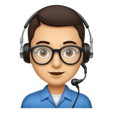 Un locutor de radio moreno con gafas sticker