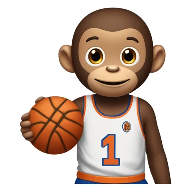 Cute Curious George wearing a knicks jersey number 11, holding a basketball  sticker