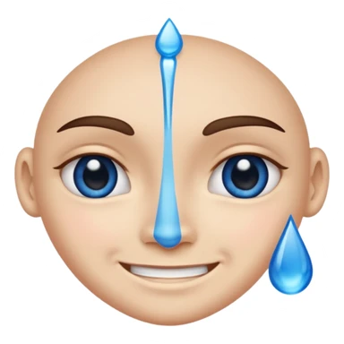 A face split diagonally: one half smiling, the other half with a blue tear.  sticker