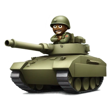 angry faced soldier riding tank sticker