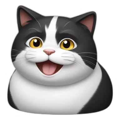 black-white fat cat smiling sticker