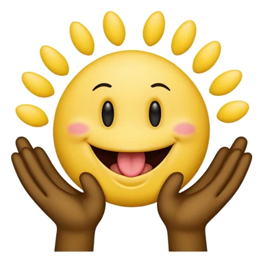 Hands spreading open while a smiley face with its tongue out is in the middle sticker