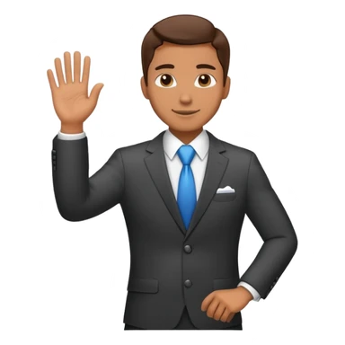 Professional salesman in suit with handshake gesture sticker