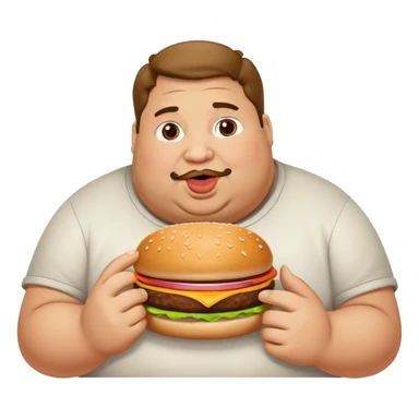 A fat guy eating a hamburger ￼ sticker