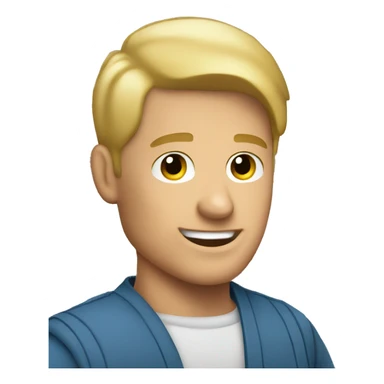 blonde man storekeeper holding pillows sticker