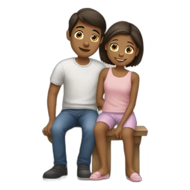 Fille qui fait un câlin à un garcons sticker