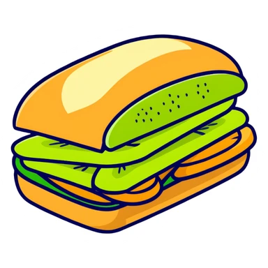 Kiwi sandwich with sliced kiwi fruit between bread slices sticker
