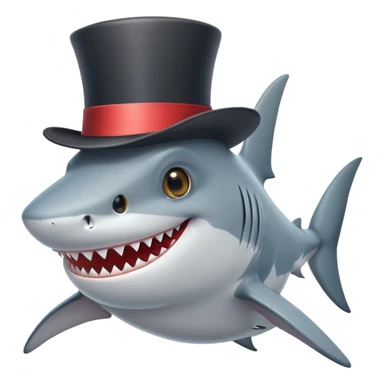 shark with a top hat, smiling sticker