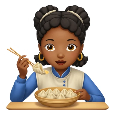 Black girl eating dumplings sticker