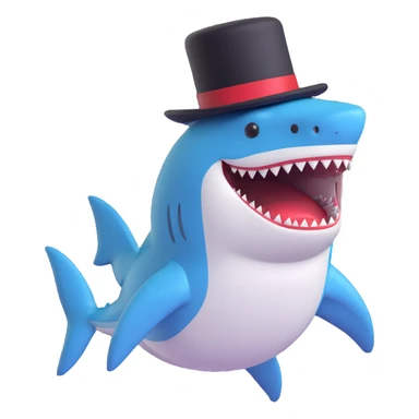 shark with a top hat sticker