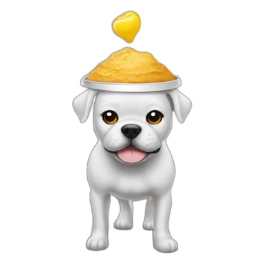A cup on the head of a dog who walk on road sticker