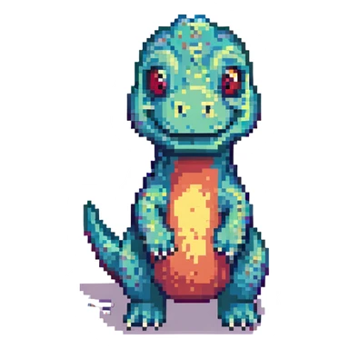 funny dinosaur, pixel art style sticker