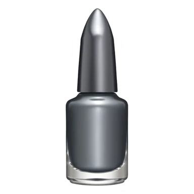 Dark grey metallic   nail polish bottle with a tall pointy cap sticker