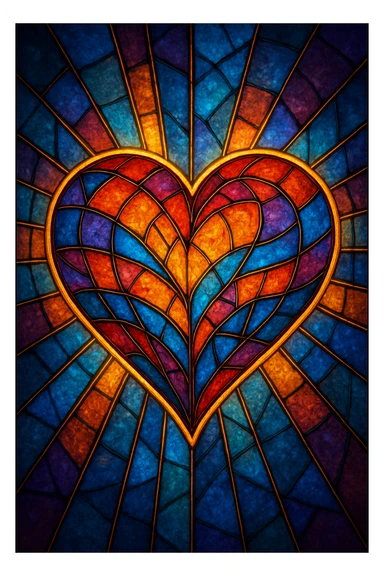 heart with a stained glass effect, digital illustration sticker