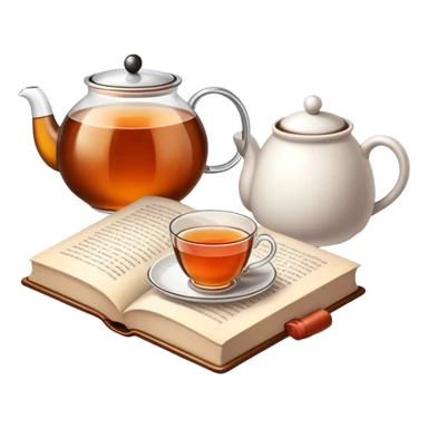 Pot of tea and a book sticker