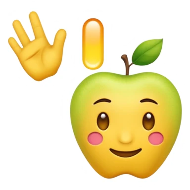 Una mano emoji amarilla al estilo de Apple iOS haciendo un gesto único: el dedo índice apuntando hacia arriba, los dedos medio y anular doblados hacia adentro, y el pulgar tocando el meñique sticker