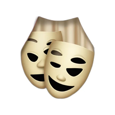 performing arts masks popping out of theatre curtains sticker