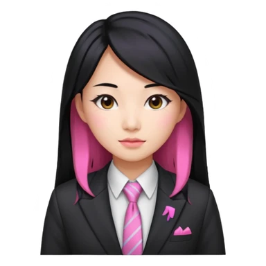 long black haired pink hair asian woman with tie and blazer sticker