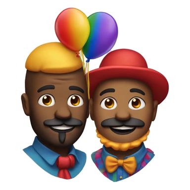 Gay couple with rugged facial hair dressed as clowns sticker