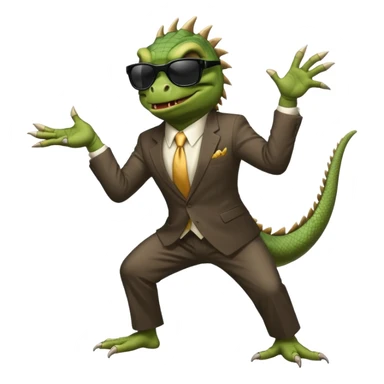 capitalist iguana banker godfather with black sunglasses breakdance scaring sticker
