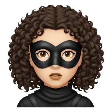 woman with robber mask concerned dark curly hair sticker