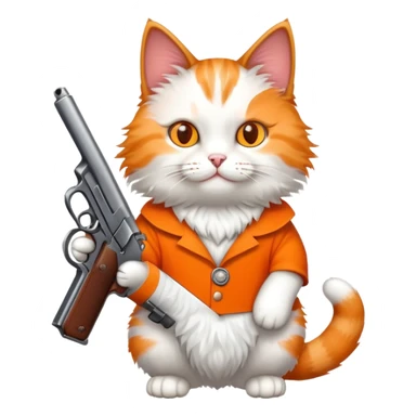 Cat holding a small pistol  sticker
