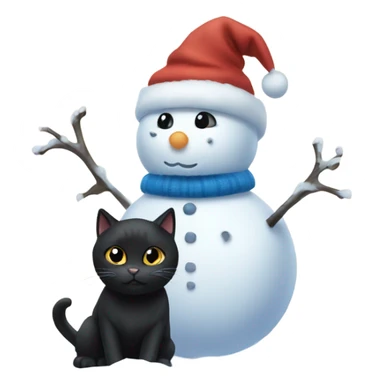 Black cat making a snowman  sticker