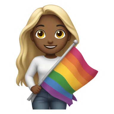 girl holding lesbian flag and smiling sticker
