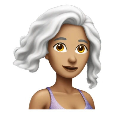 An attractive senior woman Latina colored with long white hair and wearing a closed swimming bikini  sticker