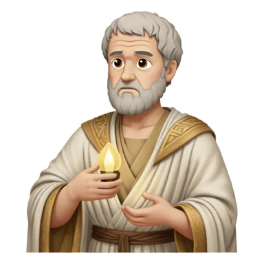 Cinematic Realistic portrait of Aristotle the philosopher, depicted as a wise, contemplative figure in detailed ancient Greek attire, with a textured draped robe and thoughtful expression, bathed in soft classical lighting that highlights his timeless intellect. sticker