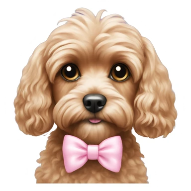 Cavoodle with pastel pink bow sticker
