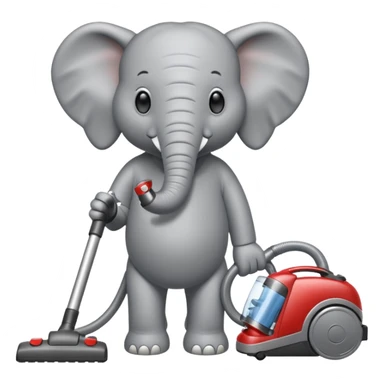 elephant pushing vacuum cleaner sticker