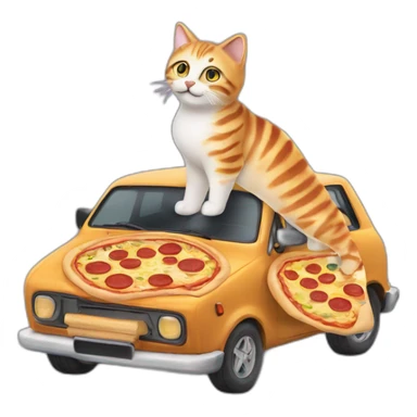 Une pizza sur un chat sur une voiture sticker