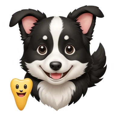 border collie holding a tooth sticker