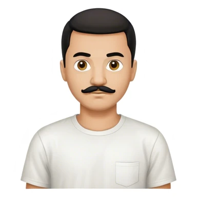 afghan man born in 2003 with black hair, black mustach and black petit goatee wearing a white teeshirt. sticker