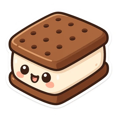 chibi sticker-style ice cream sandwich, cute and exaggerated sticker
