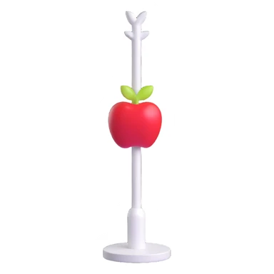 sleek white standing coat rack with apple-inspired minimalist design sticker