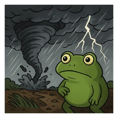 extreme weather with a tornado, bufo style sticker