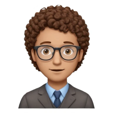 Please could you generate an emoji of a male teacher with brown curly hair and glasses stood infront of a chalkboard  sticker