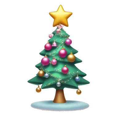 a pink Christmas tree with cute decorations and a sparkling star on top  sticker
