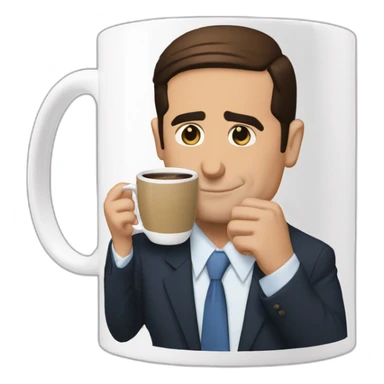 michael scott drinking coffe in a "world best boss" mug sticker