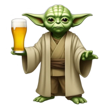Maître yoda en train de boire une biere sticker