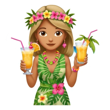 Tropical girl on island with a drink sticker