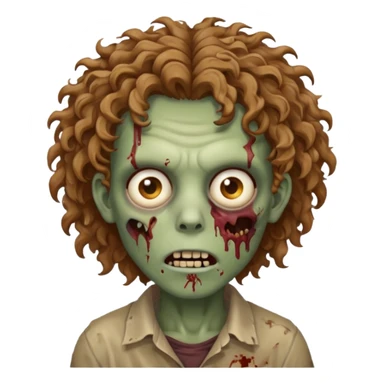 um zombie com cabelo cacheado meio castanho bagunçado  sticker